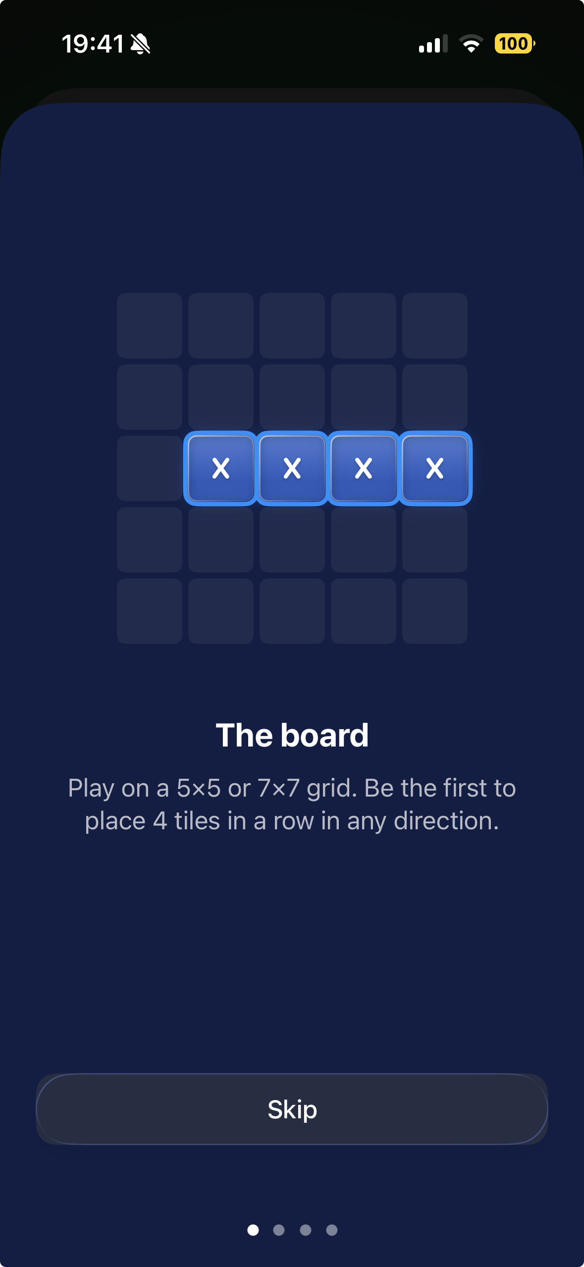 Pounce game board showing a mid-game position on a 5x5 grid