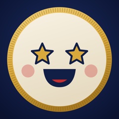 A coin face with stars for eyes