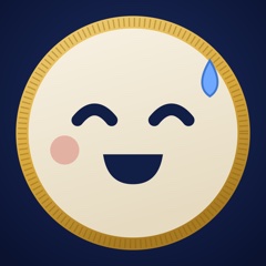 A coin face smiling through a bead of sweat