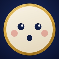 A coin face, wide-eyed and surprised