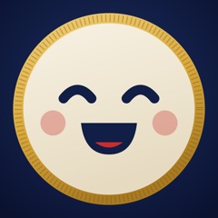 A coin face laughing with its eyes shut